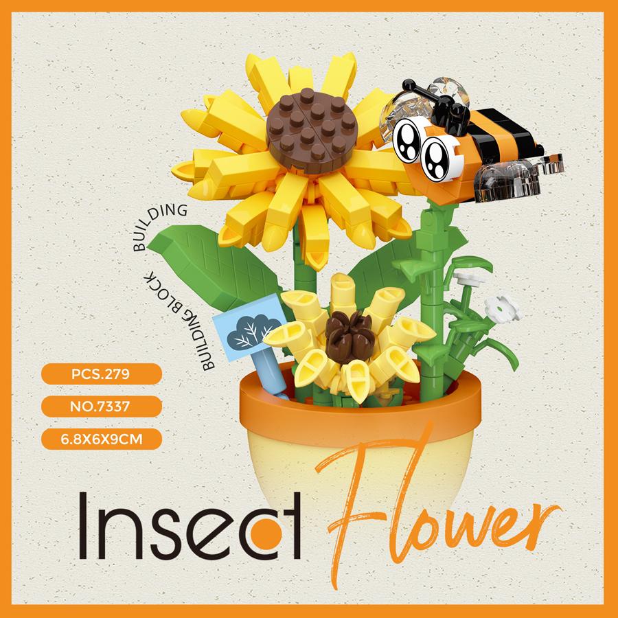Flower Pot Building Blocks Flowers Insect Series Diamond Bricks Kids Toys Bee Butterfly Dragonfly Garden Toys Decorations