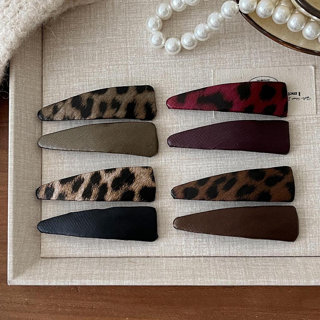 2025 High-End Women's Leopard Print Triangle Hair Clip - Stylish Bangs BB Clip Hairpin Accessory.