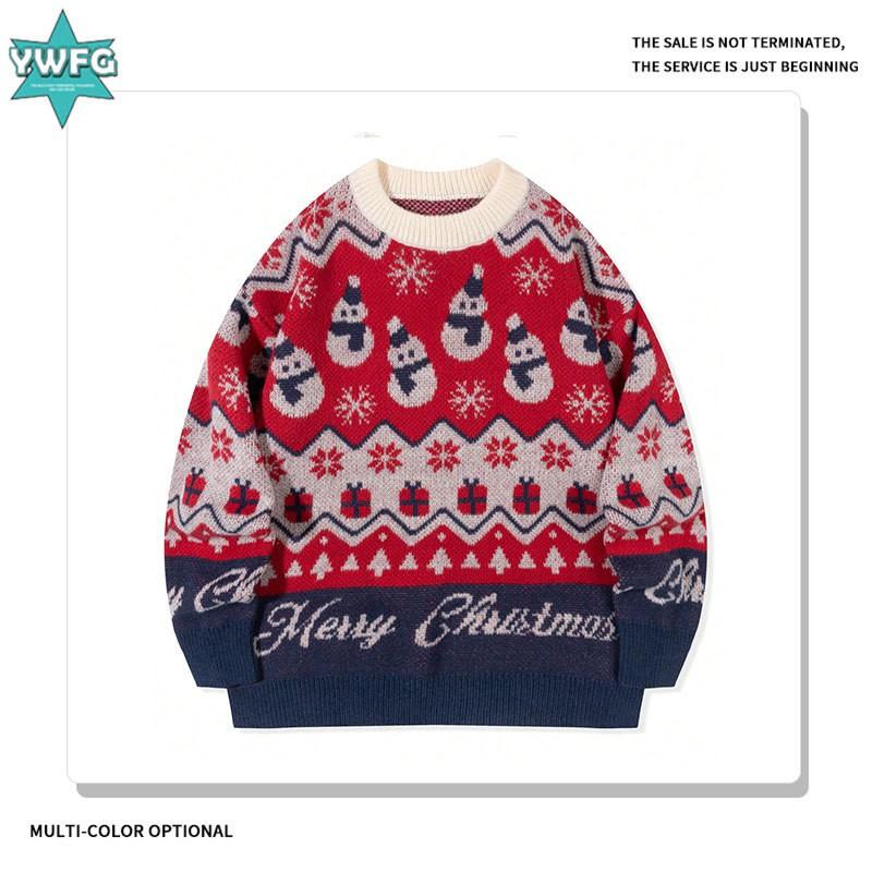 Pull en maille de Noël pour homme Andre Custom Bonhomme de neige Col rond Manches longues Automne Hiver