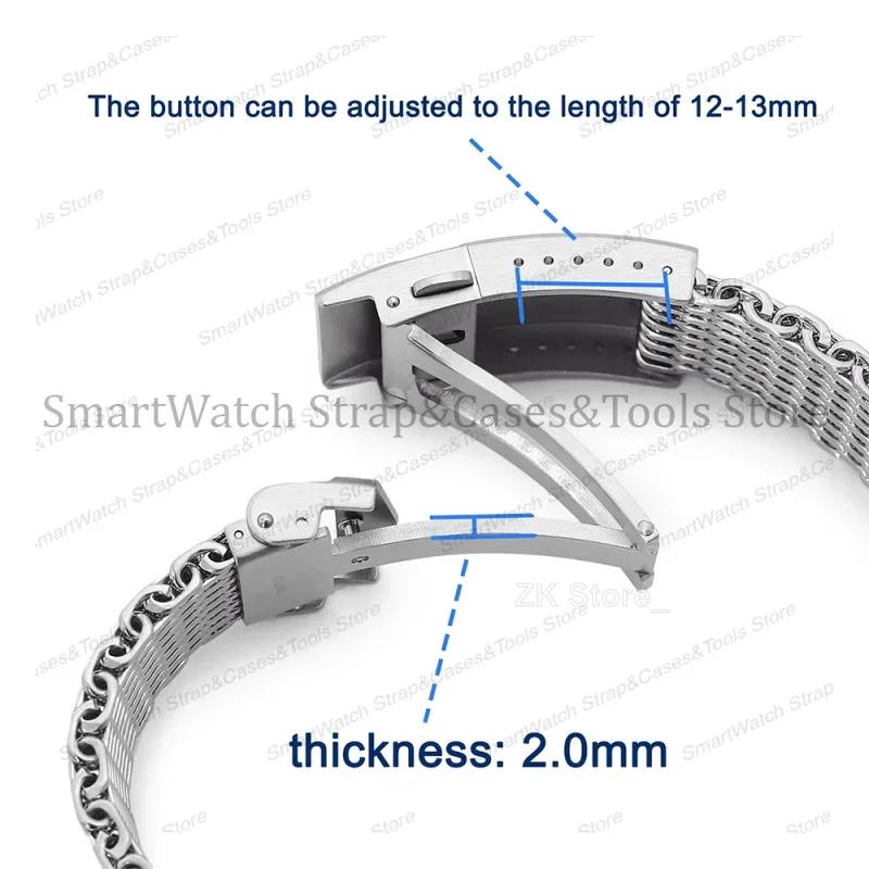 4.0 Cinturini in Acciaio Inossidabile Spesso a Maglia di Squalo per Seiko Fibbia Regolabile Solida Cinturino per Orologio Subacqueo 18/20/22mm Braccialetto di Lusso
