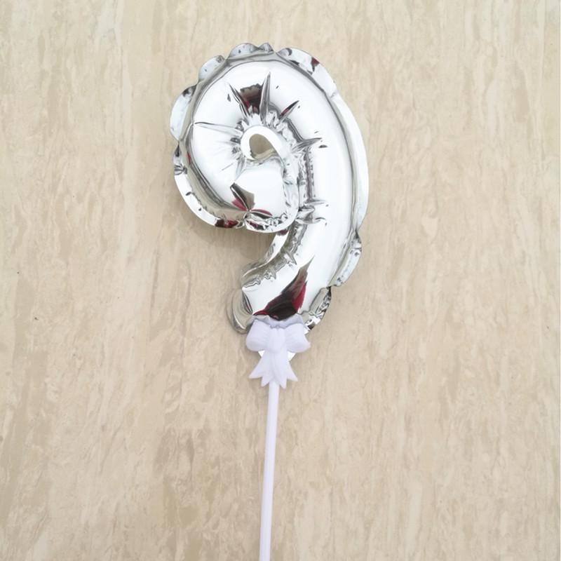 Balon din aluminiu auto-gonflabil de 14 cm cu număr, decor pentru tort, petrecere de aniversare 0-9 inserție.