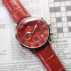 Salvatore Mara Watch Red Chronograph 10 ATM Water Resistant Business Formal Men's Leather Belt