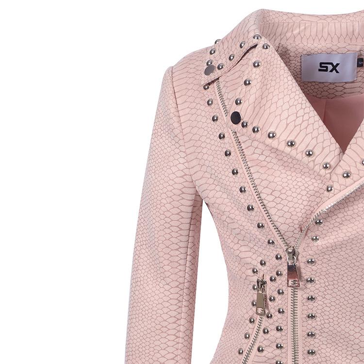 Cross Border Exclusive + Hot Fashion Rivet Lapel Zippered Jacket