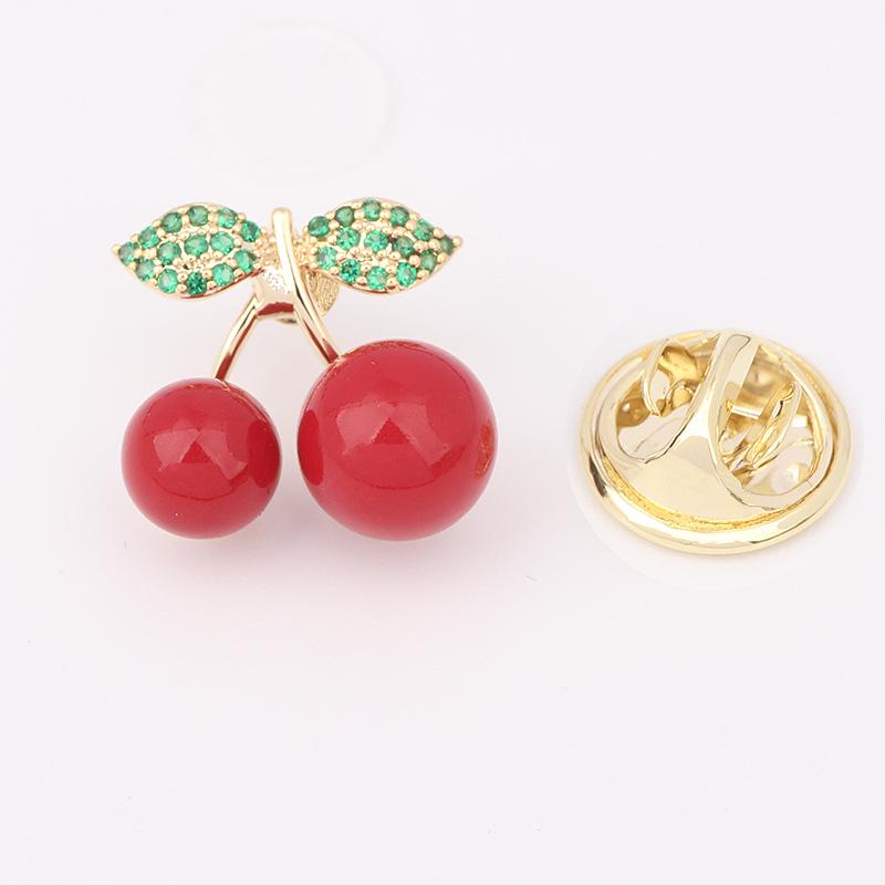 Japanese Cute Fruit Enamel Brooch: Peach & Cherry Lapel Pin