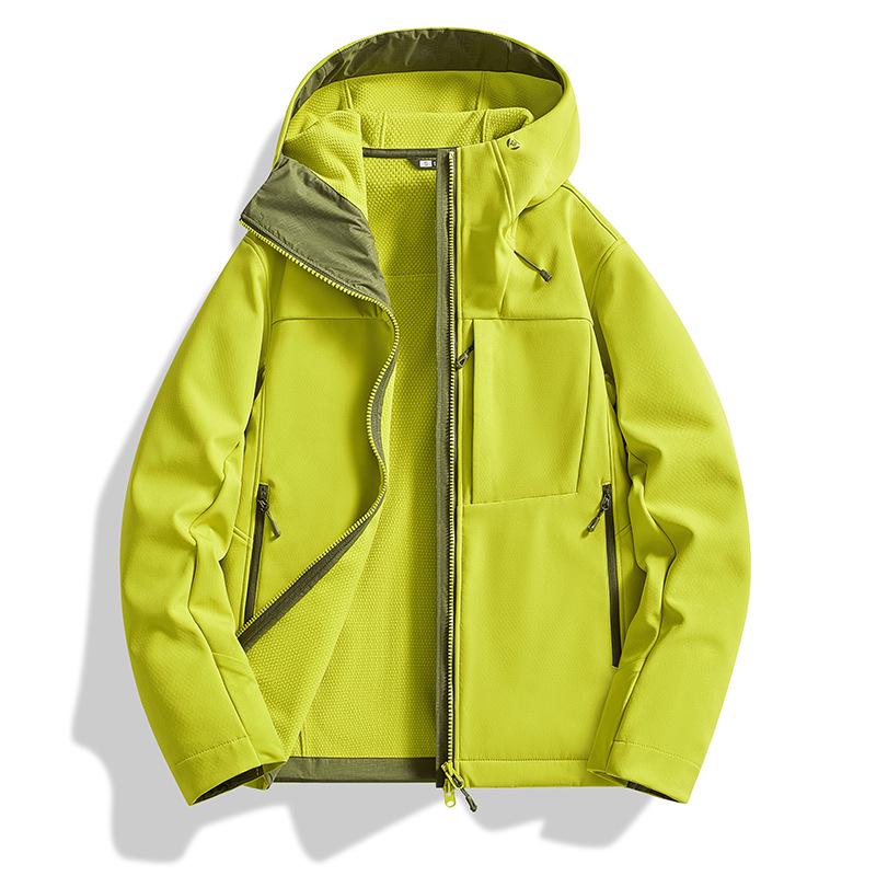 Couple's Soft Shell Ski Jacket with Hood - Warm, Windproof, Waterproof, Plus Velvet, Trendy Mountaineering Outerwear