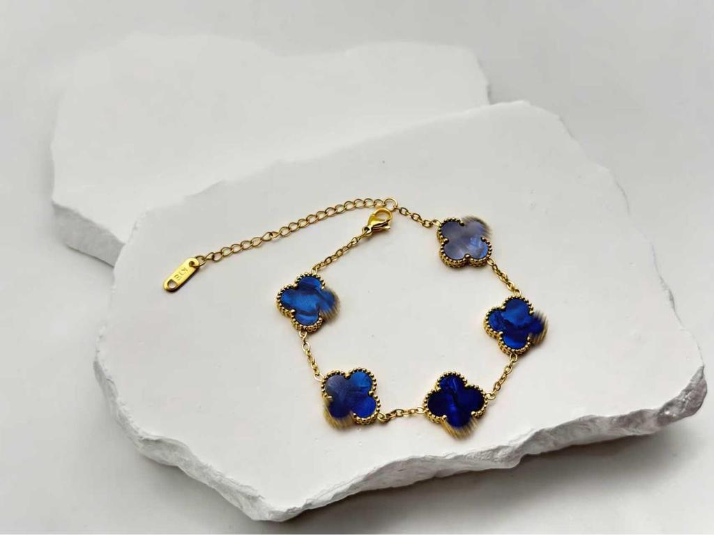 Pulsera de trébol de cuatro hojas de 15 mm - Joyería clásica de cinco flores, oro de 18k, no se decolora.