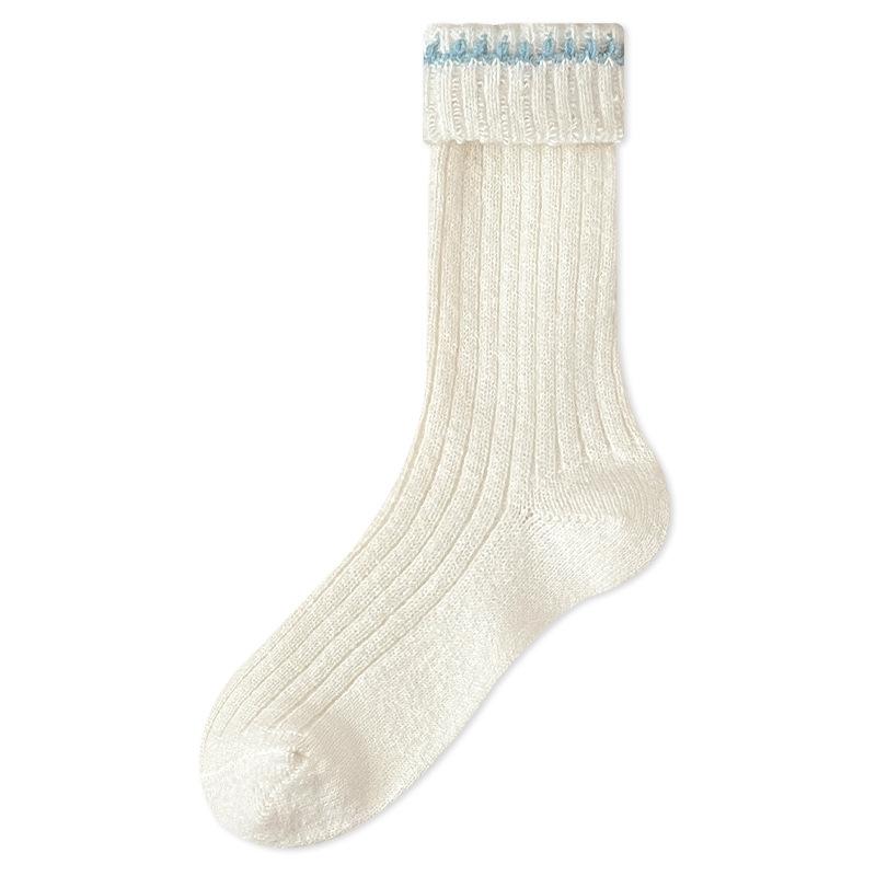 Women's Autumn and Winter Warm Socks, Thickened Plush Sleep Winter Long Socks, Pile Socks, Contrasting Colors