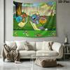 Mouse Cat Cartoon Wall Tapestry Aesthetic Wall Hanging Printed Fabric Blanket Decorative Tapestries for Bedroom Living Room Home Decor