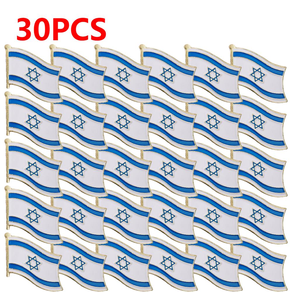 10-100PCS Israel Flag Pin Metal Enamel Badge Brooch Waving National Flag Style Flag Badge Brooch Clip Clothes Bags Accessories