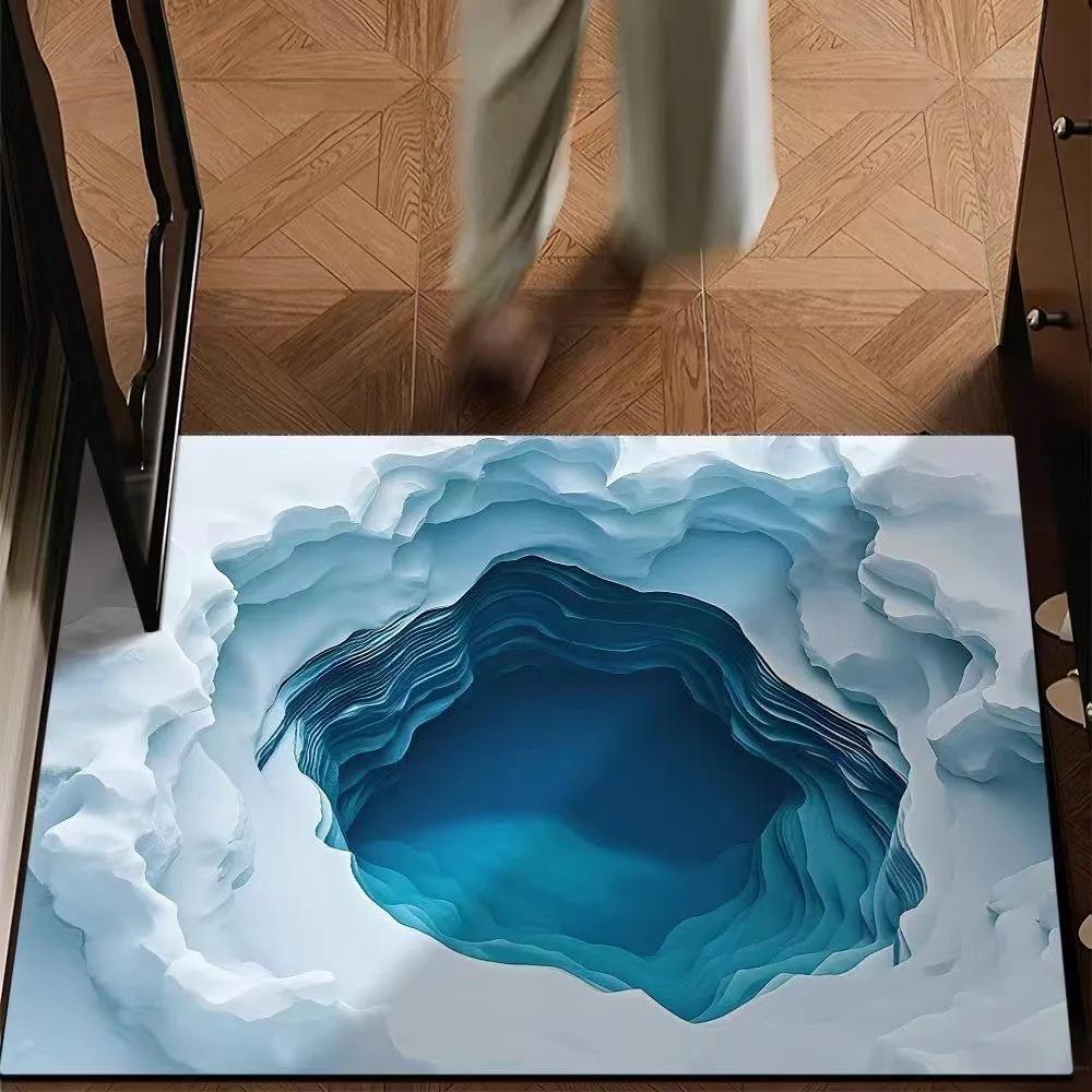 3D Visual Polyester Cloth Rug for Household Bathroom Door Absorbent and Non Slip Foot Mat Easy To Maintain Non-slip Floor Mat