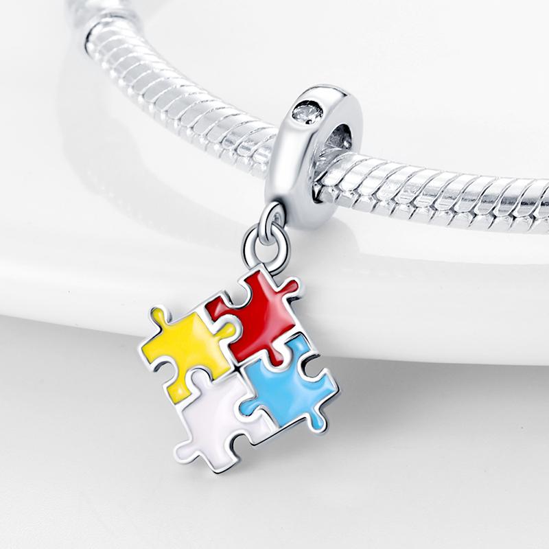 Colorful Puzzle Charm Bead Fits Bracelet Necklace Keychain For Women Copper Pendant Beads Diy Jewelry Fine Gifts