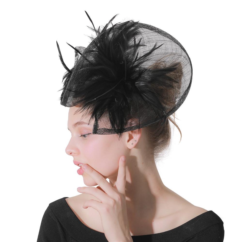 British Ladies Banquet Linen High-End Headgear Fashion Ol Ball Banquet Feather Hair Accessories Export