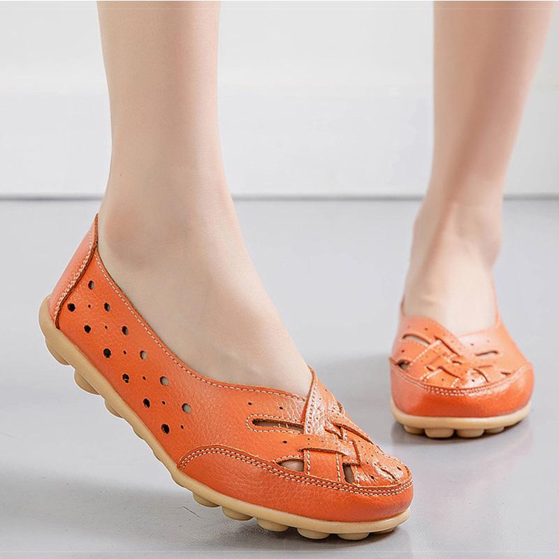 fashion Shoes For Women Genuine Leather Their Flat Shoes Women Loafers Slip On Flats Leather Shoes Female Comfortable Elegant Footwear