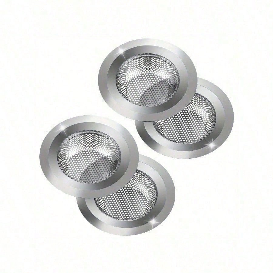 

2pcs Stainless Steel Kitchen Sink Strainer For Washing Vegetables - Large Size, Diameter 4.5 Inches, Anti-Clogging Microporous белый