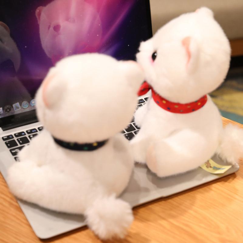 Simulation Pomeranian Dog Doll Cute Bichon Dog Little White Dog Doll Plush Toy Children And Girls Pet Doll
