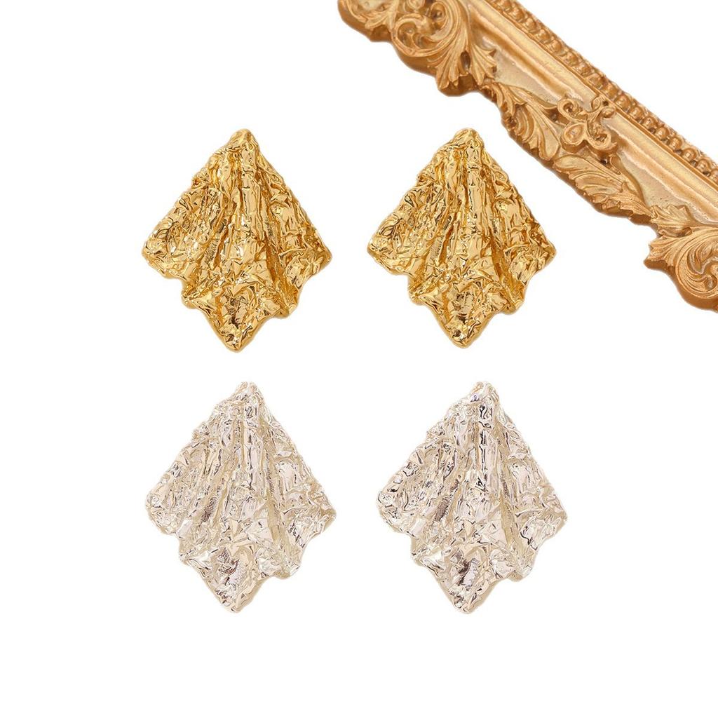 Cross Border Hot Lava 925 Silver Needle Earrings With Folded Electroplating 18k Gold Irregular Geometric