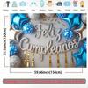 2D Feliz Cumpleaños Banner, Blue Silver Star Balloon Background for Birthday Celebration