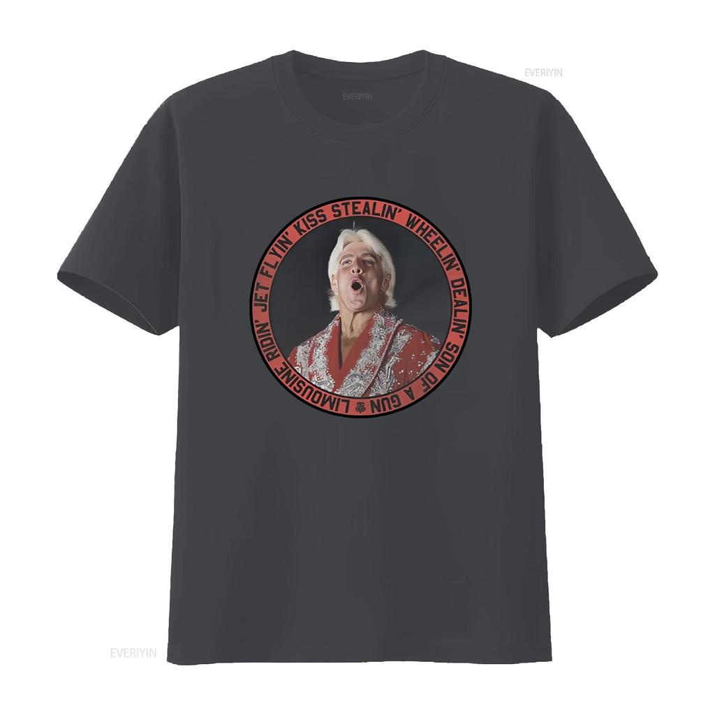 Ric Flair Mens Kiss Stealin Jet Flyin Wheelin Dealin Son Of A Gun T Shirt New L Vintage Washed Slightly Graphic Unisex