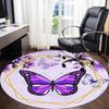 1pc Butterfly, Purple Office Round Rug, Non-slip, Soft and Durable Office Rug for Interior Decoration, Perfect for Office,Decoration yy260204064