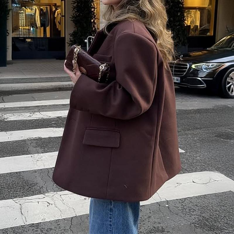 Elegant Long-sleeved Suit Jacket for Women 2025 New Autumn and Winter Fashion and Versatile