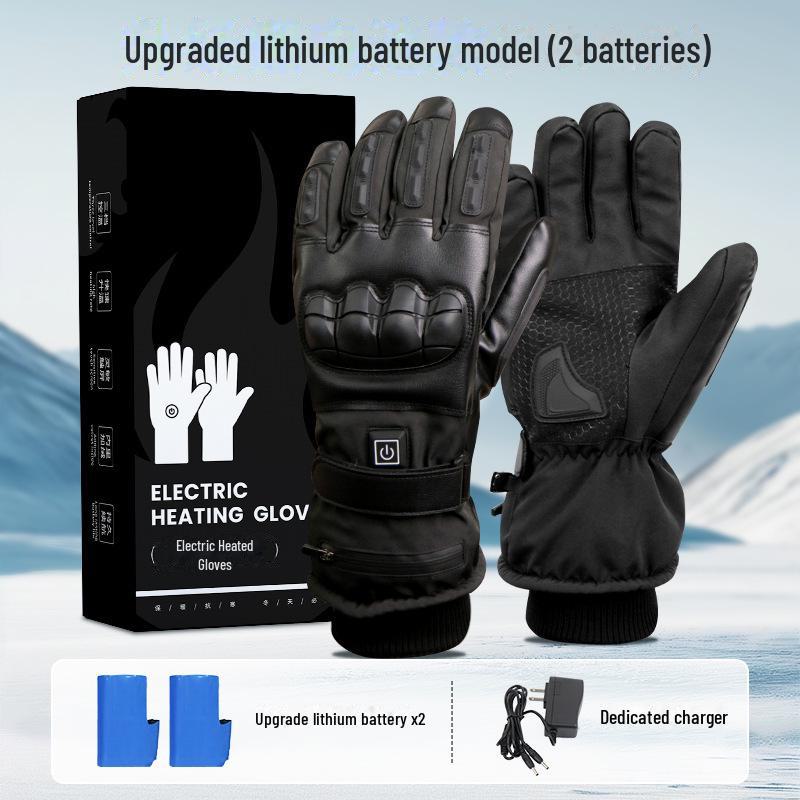 3.7V Electric Heated Winter Cycling Gloves - Thick, Windproof, and Warm.