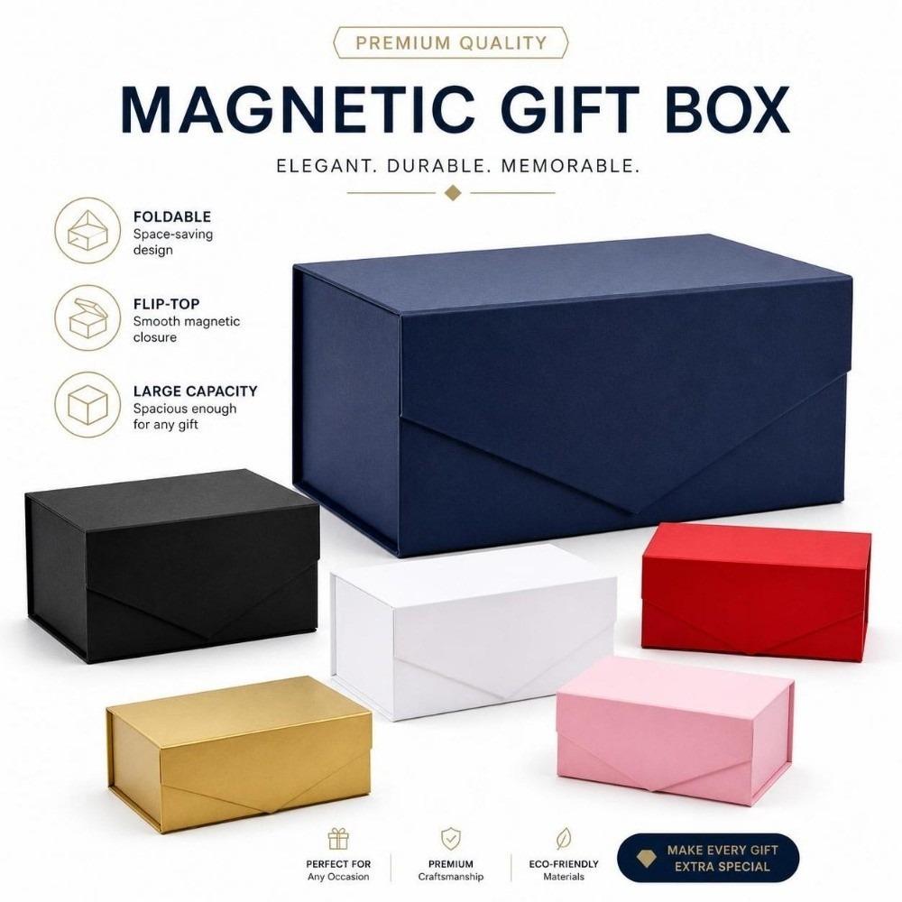 Foldable Magnetic Gift Box Thick Gifts Packaging Box Clamshell Presents Box Wedding