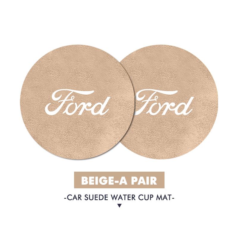 LLKF5 For Ford 2PCS Car Suede Coaster Water Cup Holder Anti-slip Pad Mat Auto Accessories Mk2 Mk3 Ranger Mondeo Mk4 S-MAX Kuga Mustang