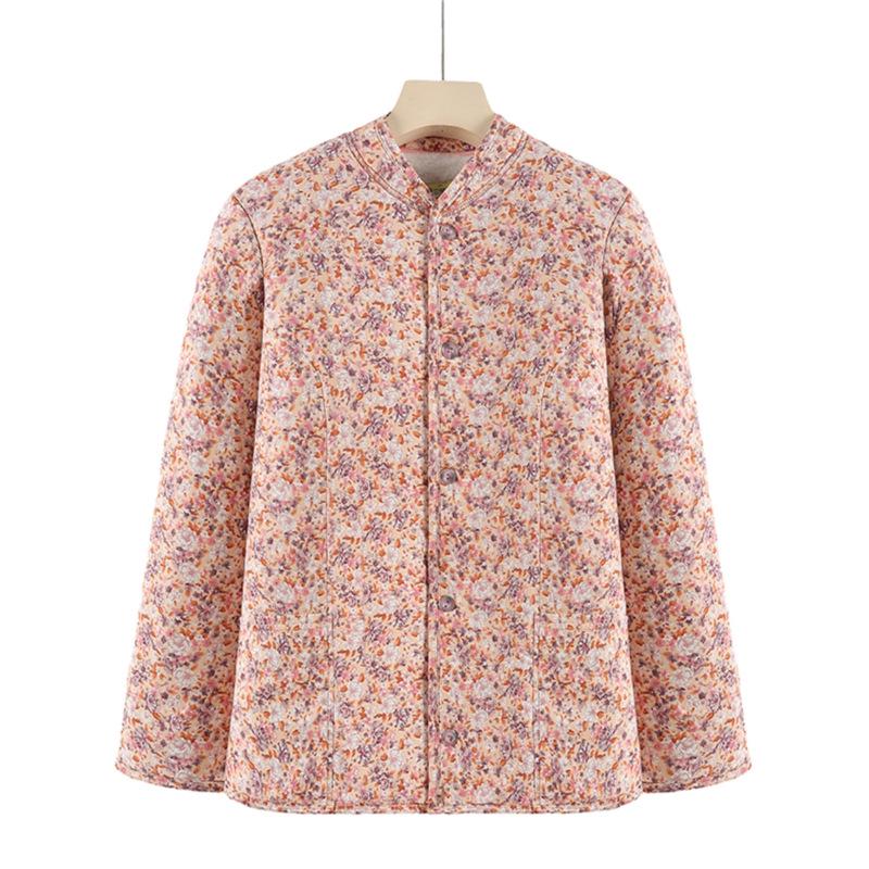 Hřejivý bavlněný kabát s podšívkou ze sametu pro ženy středního a staršího věku: Zimní volná bunda s ochranou pasu z velbloudí vlny