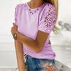 2024 Summer Loose Fit Round Neck T Shirt European American Style Splicing Design