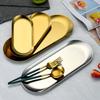 Oval Stainless Steel Gold Dining Plate Dessert Plate Nut Fruit Cake Tray Snack Kitchen Plate Western Steak Kitchen Plate Dish