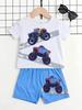 Completo Estivo a 2 Pezzi per Bambini Maschi, Veicolo Fuoristrada Fresco, Abbigliamento Estivo per Bambini, Perfetto per Giocare e All'Aperto