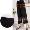 Women Summer Thin Pants Big Size Loose Elastic Waist Simple Cropped Pants High Waist Wide Leg Floral Printed Mothers' Casual Straight Pants