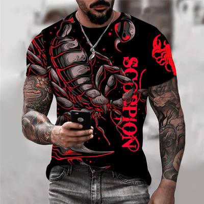 Men's 3D Scorpion Print T-shirt Cool Animal Print T-shirt Casual Summer T-shirt Crewneck T-shirt Short Sleeve Streetwear