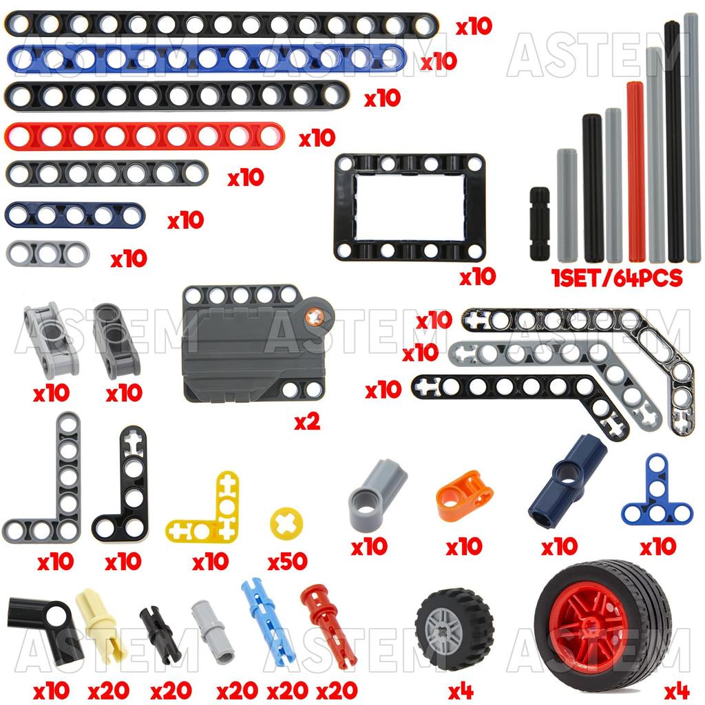 ASTEM 413PCS Plus Technik Teile Rückziehmotor Achsstifte Ersatz Bausteinteile Normale Größe mechanische Teile umfassen Steine, Buchsen und