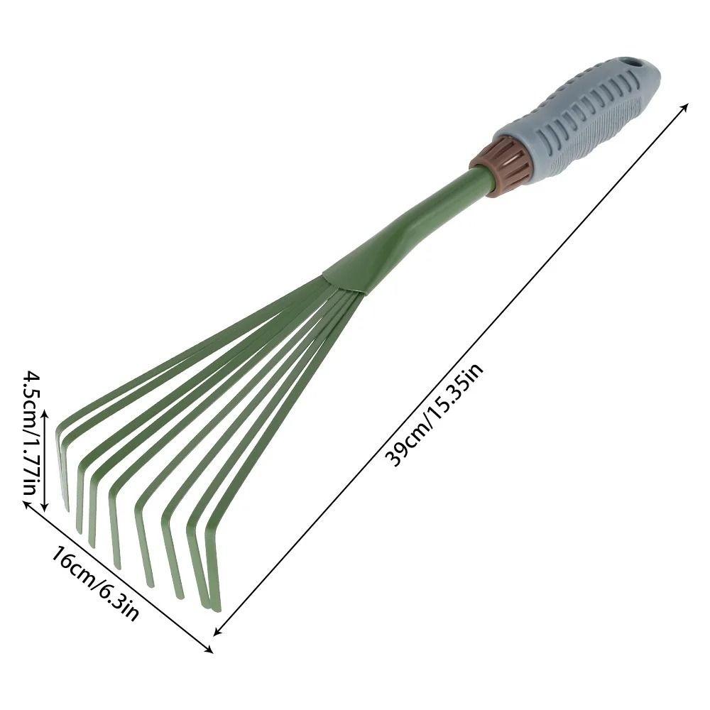 Iron 9Teeth Garden Rake 15.5 Inch Leaf Broom Cleaning Rake Hand Rake  Yard