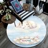 Custom Name,Beach Animals pattern round rug,Carpet Rug for Living Room Bedroom Playroom ,Non-slip Floor Mat,Holiday Gifts and Birthday Gifts.