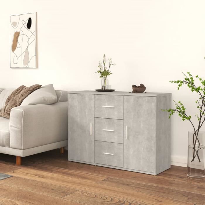 823346 vidaXL Buffet Gris béton 91x29,5x65 cm Bois d'ingénierie