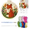 DIY Punch Needle Embroidery Kit Fox Animal Pattern Starter Kit Magic Tufting Set Poking with Yarn Cross Stitch Tools For Knittin