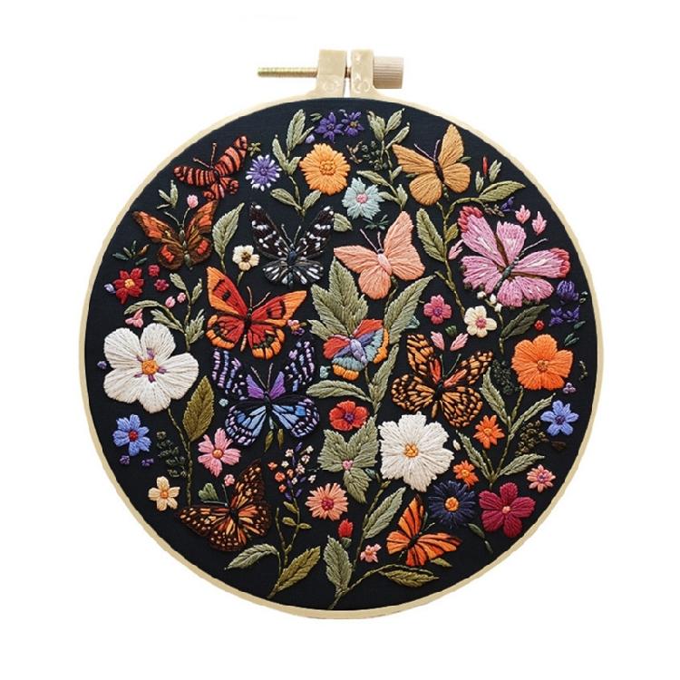 Easy Embroidery Set Butterfly Craft All Materials High Quality Cotton Fabric For Relaxing Activity