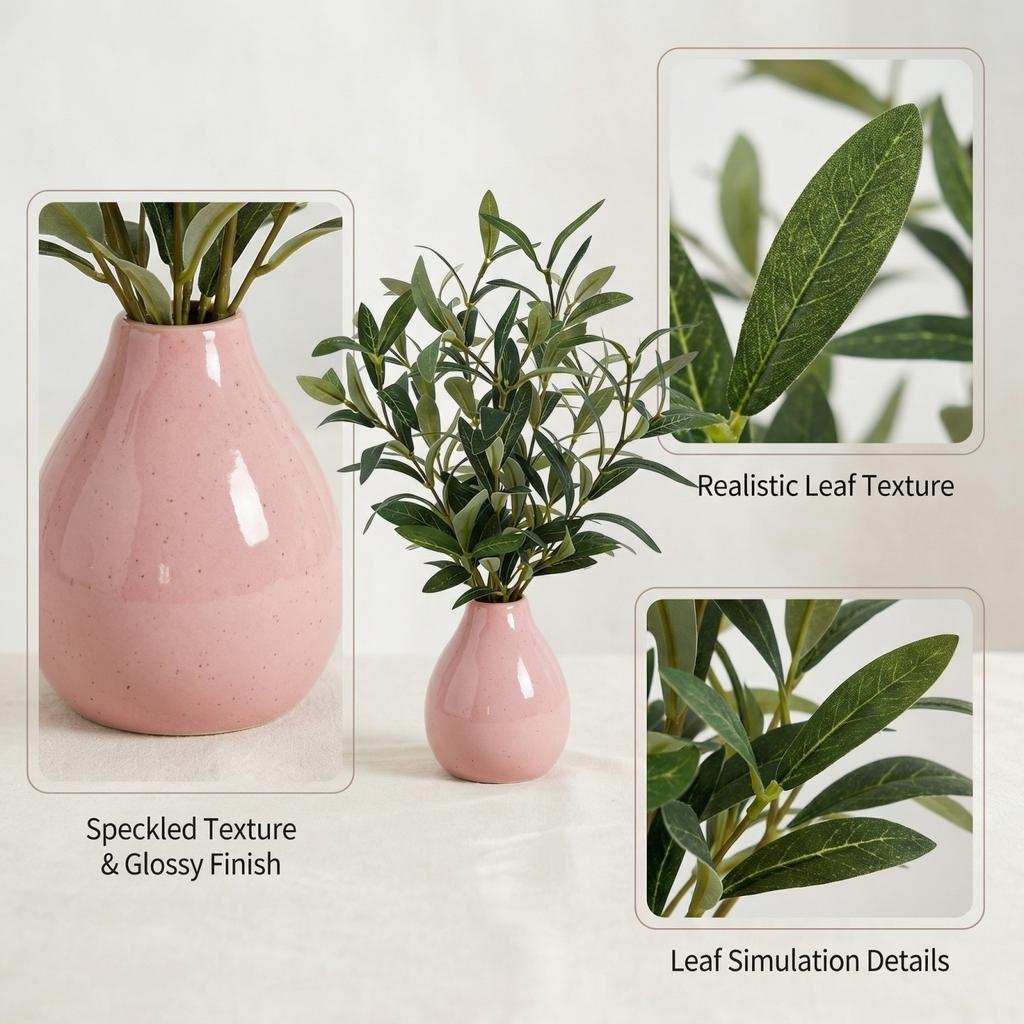 14-inch Indoor Artificial Olive Tree With Ceramic Vase