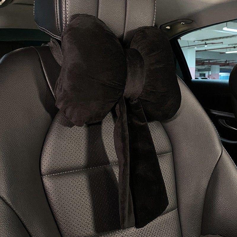 Car Headrest Bowknot Neck Support Pillow - Cervical Seat Cushion Pair