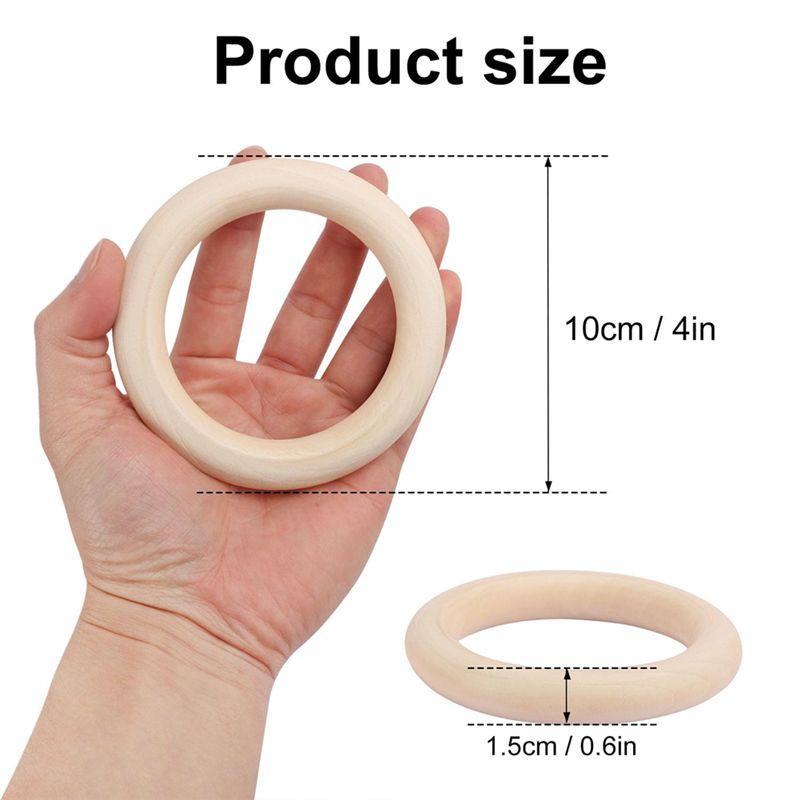 Feb.30 Pack Unfinished Wooden Rings Natural 4 Inch Wood Craft Rings For DIY Crafts, Jewelry Making, Macrame & Home Decor