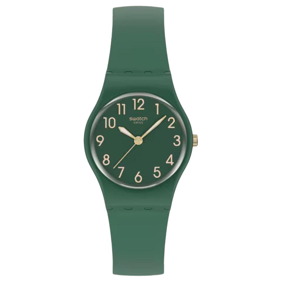 

SWATCH Quartz Movement 30m Water Resistance Unisex Watch 25mm Green Dial Biomimetic Plastic Watch Case LG130 Green Dial
