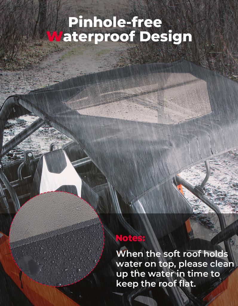 KEMIMOTO UTV Soft Roof for CF-MOTO ZFORCE 500/800 Trail, 800 EX,1000 7000-2604B0 Black Rooftop Brown Transparent Film