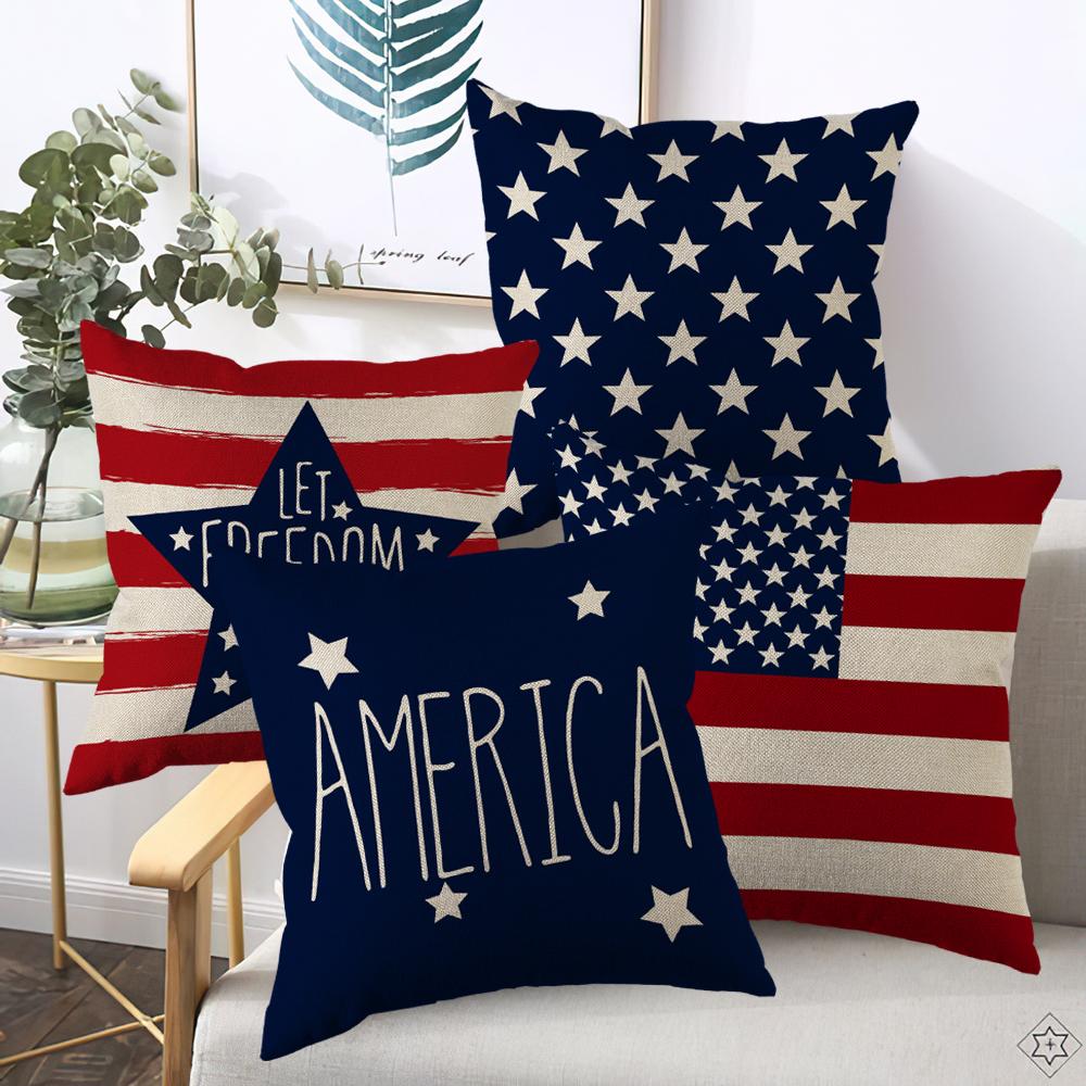 Independence Day Throw Pillow Case Usa Fourth Of July Freedom Independence Linen Home Living Room Sofa Pillow Case