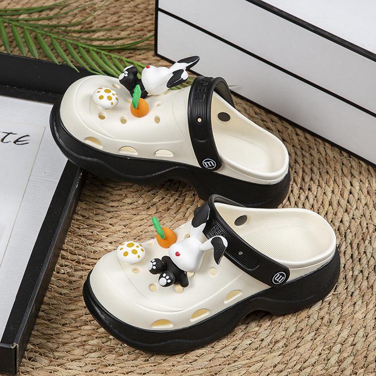 Thick-soled EVA hole shoes women's summer outer wear muffin bottom bag head half drag non-slip fashion heightening beach cool slippers