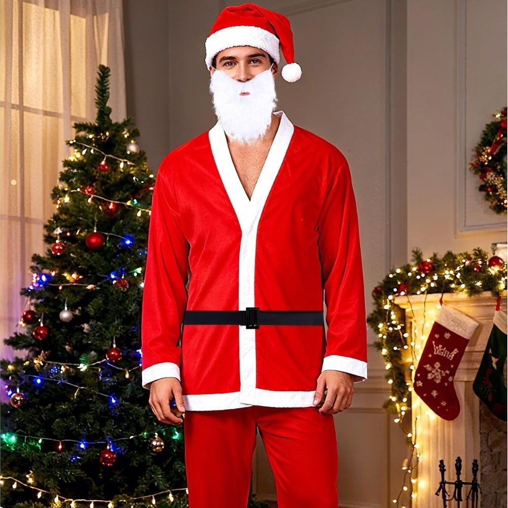 Xmas Christmas Costumes Red Velvet Cosplay Costumes New Santa Claus Coat  for Men Women