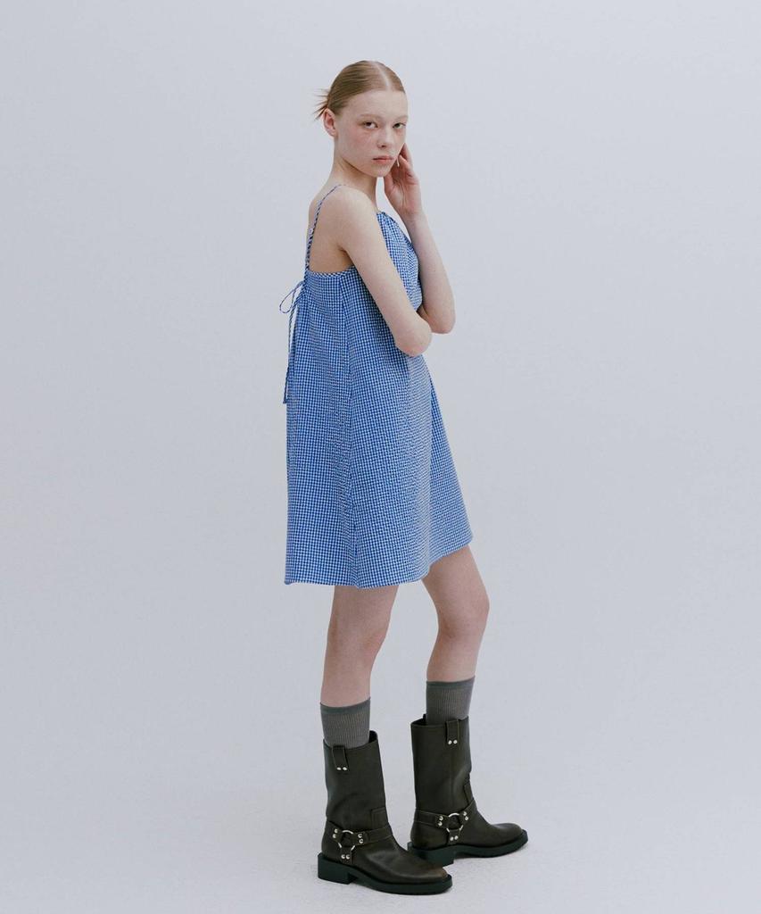 MAIS Mini Check Halterneck Dress / Blue