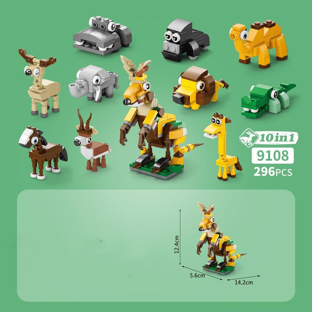 Insect Animal Park Cartoon Dog Model MOC Building Blocks Turtle Butterfly Dinosaur City Construction Bricks Toys for Children