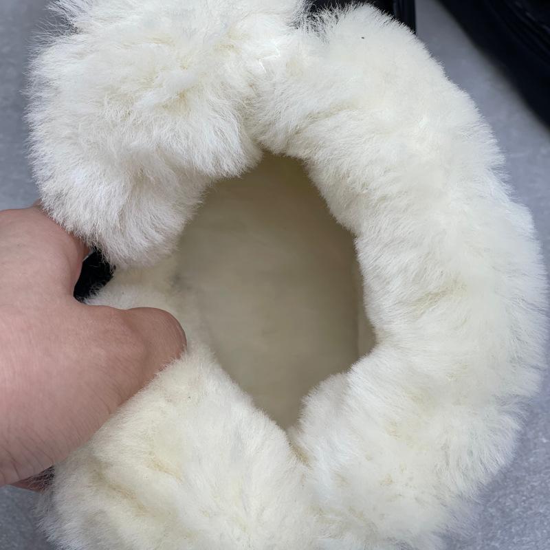 Johnature Retro Warm Wool Short Boots Versatile Snow Boots Thick Soled Side Zipper Cowhide Women's Boots